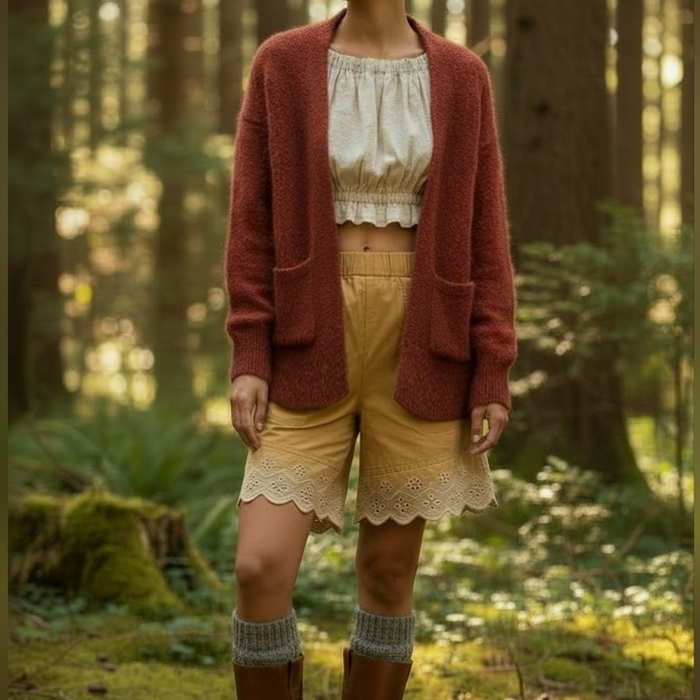 Madewell Ryder Long Rust Red Wool-Alpaca Blend Knit Cardigan Sweater